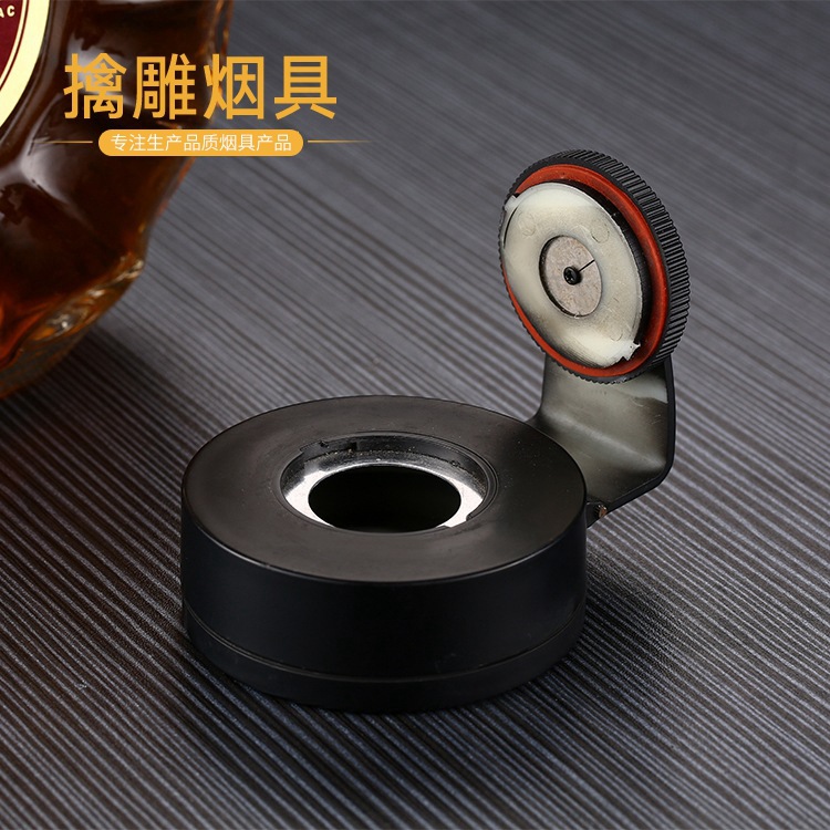 创意烟灰缸带盖金属时尚 家用办公室电脑桌摆饰烟灰缸
